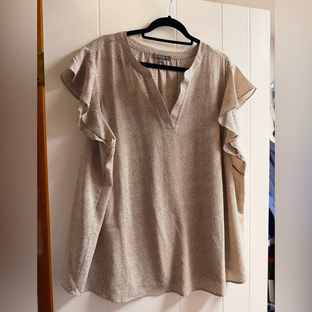 Adrianna Papell Ruffle Sleeve Blouse - Cream
